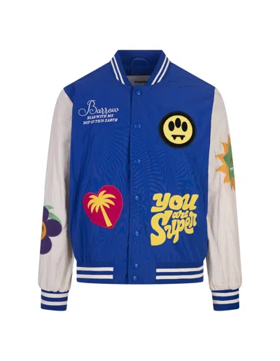 Shop Barrow Blue College Bomber Jacket With Applications