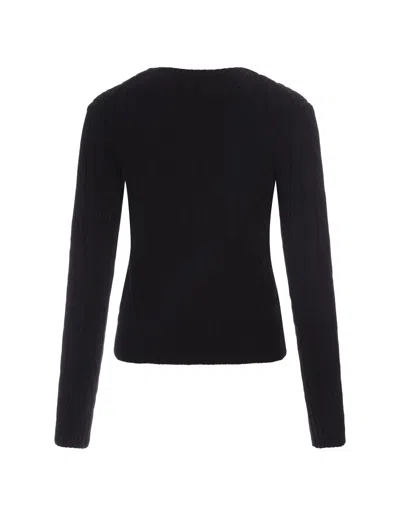 Shop Ralph Lauren Crew Neck Sweater In Black Braided Knit