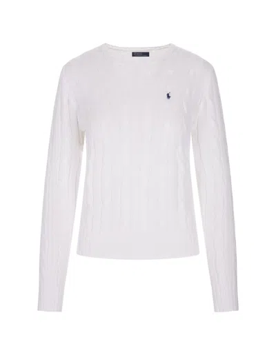 Shop Ralph Lauren Crew Neck Sweater In White Braided Knit