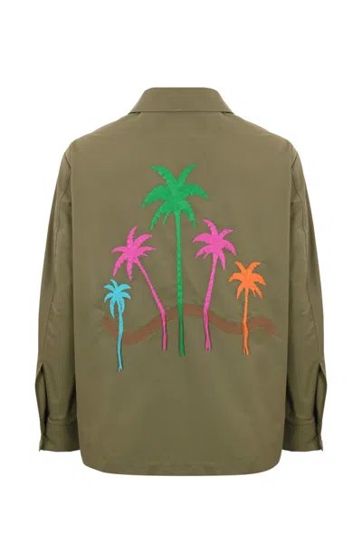 Shop Amaranto Shirt Jacket With Embroidery In Kaki