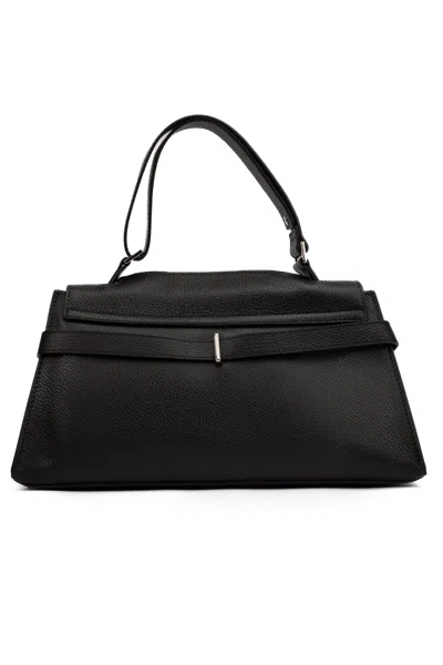 Shop Orciani Sveva Longuette Sense Bag In Black Leather In Nero