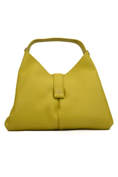 Shop Orciani Vita Soft Small Leather Bag In Giallo