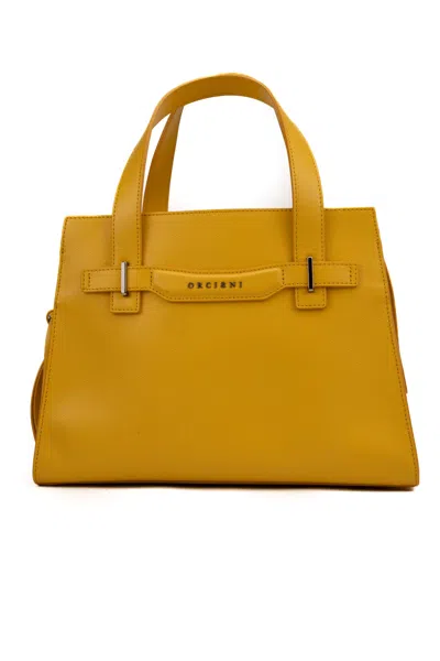 Shop Orciani Posh Medium Leather Handbag In Giallo