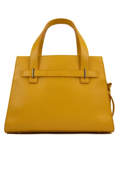 Shop Orciani Posh Medium Leather Handbag In Giallo