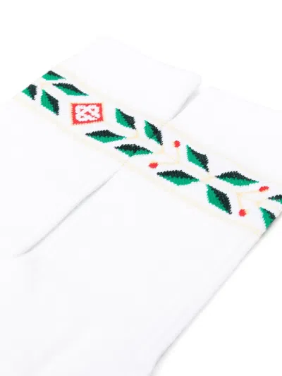 Shop Casablanca White Socks With Logo And Embroidery
