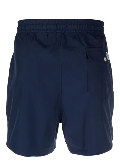 Shop Ralph Lauren Navy Blue Swim Shorts With Embroidered Pony
