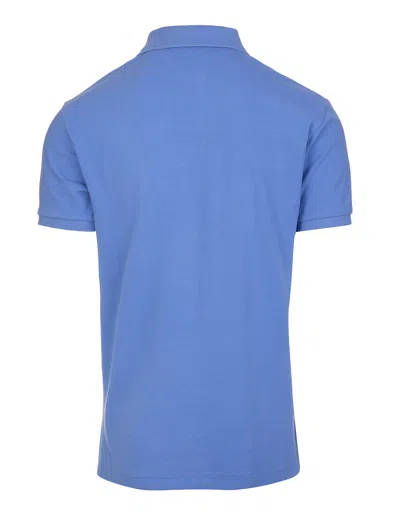 Shop Ralph Lauren Light Blue And Blue Slim-fit Pique Polo Shirt