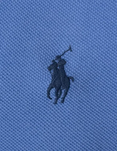 Shop Ralph Lauren Light Blue And Blue Slim-fit Pique Polo Shirt