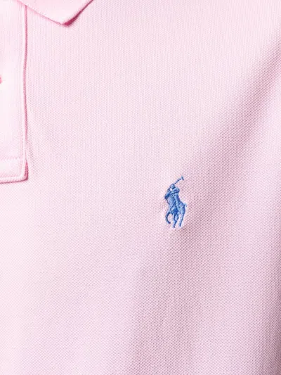 Shop Ralph Lauren Pink And Blue Slim-fit Pique Polo Shirt