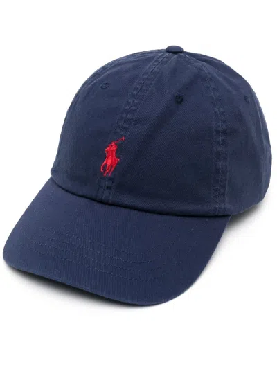 Shop Ralph Lauren Night Blue Baseball Hat With Red Pony