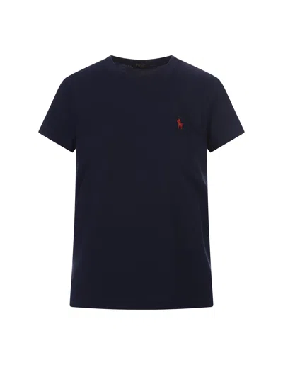 Shop Ralph Lauren Blue T-shirt With Contrasting Pony