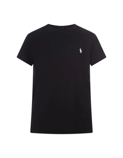 Shop Ralph Lauren Black T-shirt With Contrasting Pony