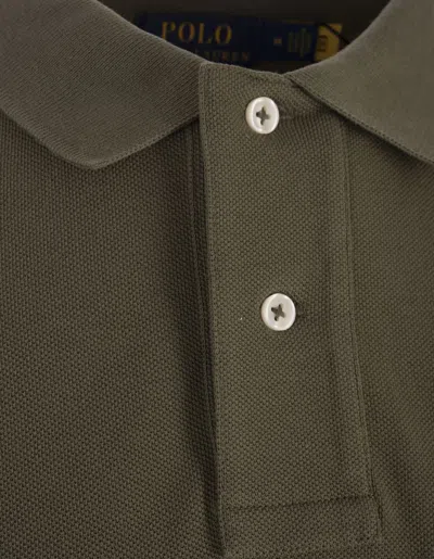 Shop Ralph Lauren Slim-fit Polo Shirt In Military Green Piqué