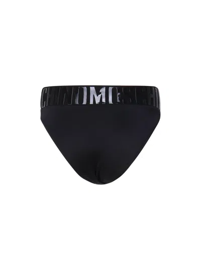 Shop Moschino Logo Waistband Bikini Bottoms In Black