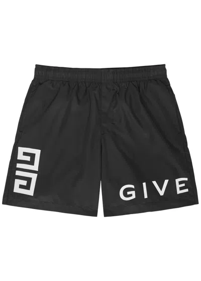Shop Givenchy Logo-print Shell Swim Shorts In Black