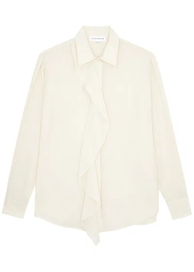 Shop Victoria Beckham Ruffled Silk Shirt In Ivory