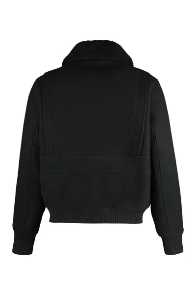 Shop Ami Alexandre Mattiussi Ami Paris Wool Bomber Jacket In Black