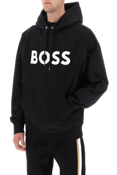 Shop Hugo Boss Boss Sullivan Logo Hoodie In Black