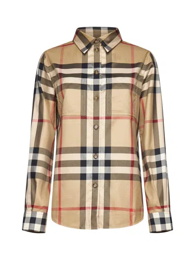 Shop Burberry Shirts In Beige
