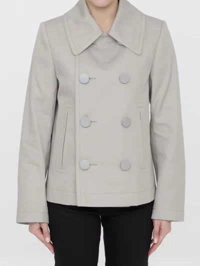 Shop Bottega Veneta Double-breasted Peacoat In Beige