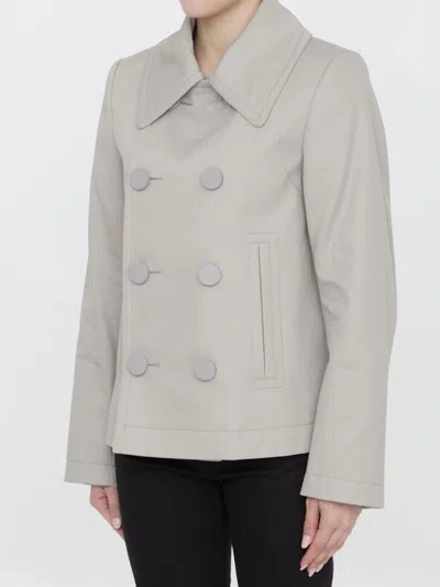 Bottega Veneta Doppelreihige Jacke Mit Spitzem Kragen In Beige