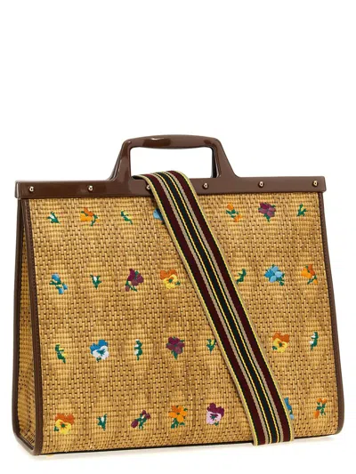 Shop Etro 'love Trotter' Large Shopping Bag In Beige