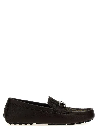 Shop Fendi 'driver O'lock' Loafers In Brown