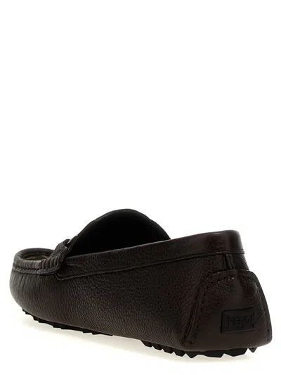 Shop Fendi 'driver O'lock' Loafers In Brown