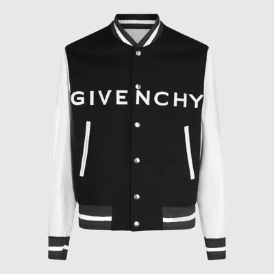 Shop Givenchy Black And White Wool Blend Casual Jacket