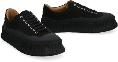 Shop Jil Sander Canvas Low-top Sneakers In Black