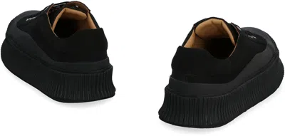 Shop Jil Sander Canvas Low-top Sneakers In Black