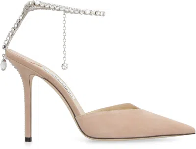 Shop Jimmy Choo Saeda Suede Ponty-toe Pumps In Pink