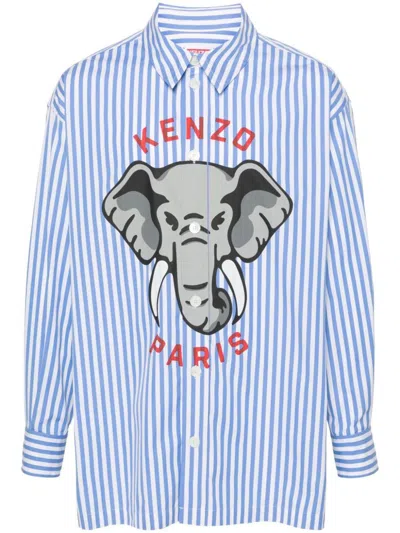 Shop Kenzo Elephant Oversized Shirt Clothing In Blue