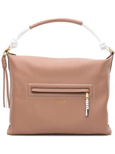 Shop Liu •jo Liu Jo Synthetic Leather Tote Bag With Tassel In Brown