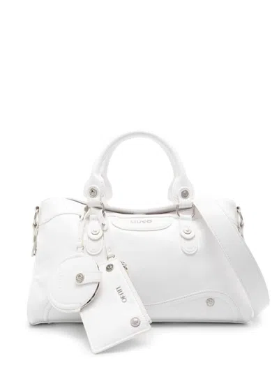 Shop Liu •jo Liu Jo Sisik Synthetic Leather Tote Bag With Mirror In White