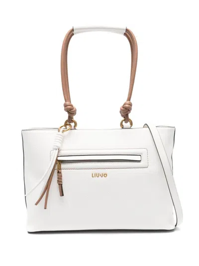 Shop Liu •jo Liu Jo Synthetic Leather Tote Bag With Tassel In White