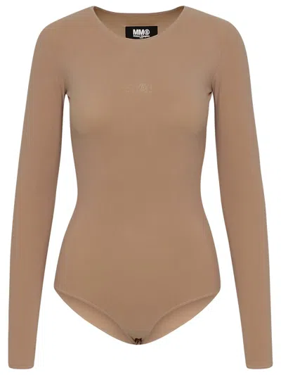 Shop Mm6 Maison Margiela Polyamide Nude Bodysuit