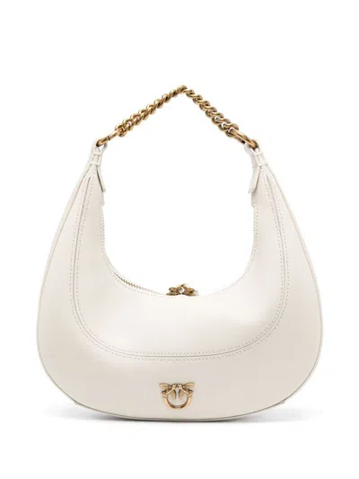 Shop Pinko Brioche Shoulder Bag In Leather In White
