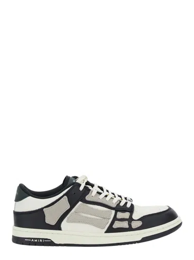 Shop Amiri Black And White Low Top Sneakers With Panels In Leather Man