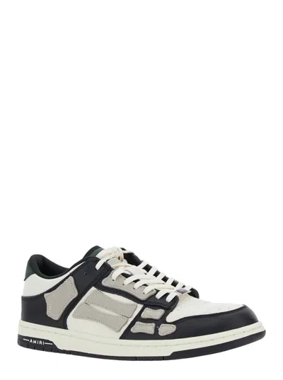 Shop Amiri Black And White Low Top Sneakers With Panels In Leather Man