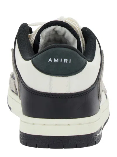 Shop Amiri Black And White Low Top Sneakers With Panels In Leather Man