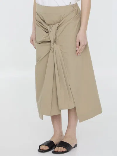 Shop Bottega Veneta Skirt With Draping In Beige