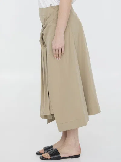 Shop Bottega Veneta Skirt With Draping In Beige