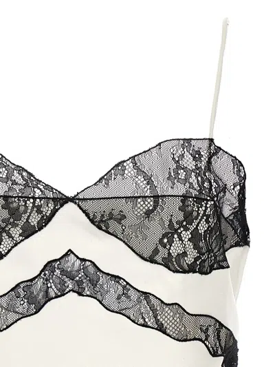 The Andamane Narcisa Lace Trim Cropped Top In White/black