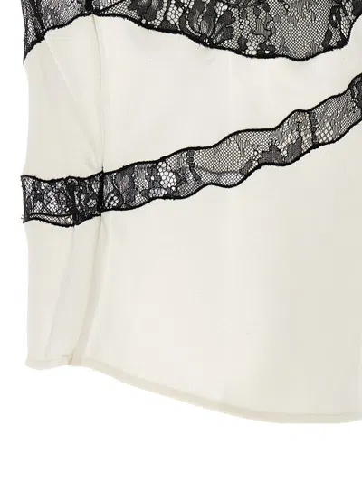 The Andamane Narcisa Lace Trim Cropped Top In White/black