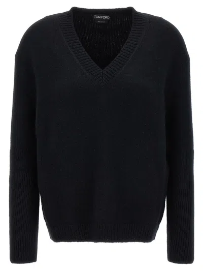 Shop Tom Ford Mixed Cachemire Sweater In Black