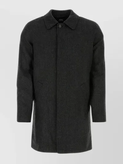 Shop Apc Intricately Embroidered Woolen Coat In Black