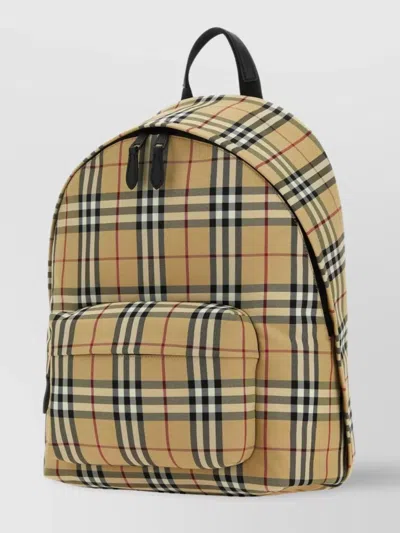 Shop Burberry Nylon Jett Backpack With Vintage Check Print In Beige