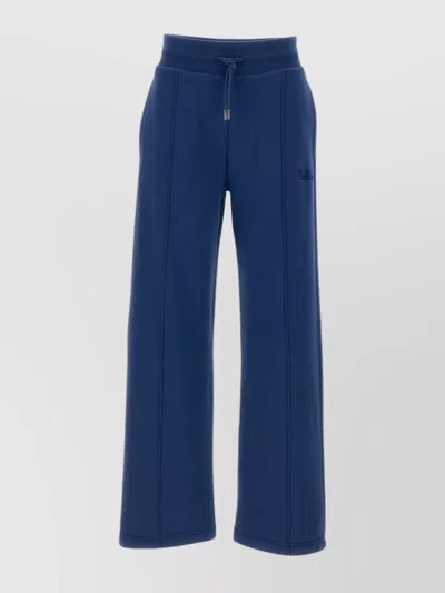 Shop Woolrich Wide Leg Cotton Jogger With Central Ribs In Blue