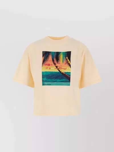 Shop Woolrich Maxi Front Print Cotton T-shirt In Pastel